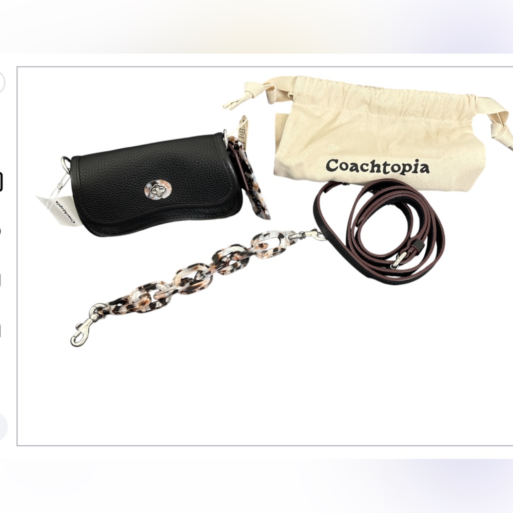 NWT Coach Leather micro wavy Dinky black purse crossbody - Picture 2 of 10